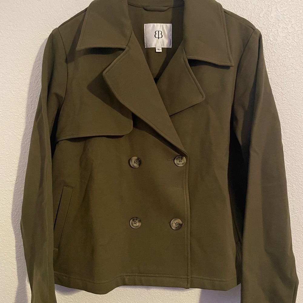 New Betabrand Olive Green Double-Breasted Women's Jacket Peacoat XL